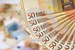 Fifty euro banknotes