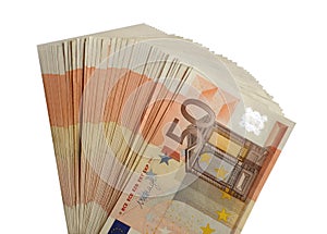 Fifty euro banknotes isolated pack of 50 euros