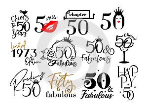 Fifty and fabulous 50th birthday celebration. Cake topper shirt template for cut file set. Cheers to fifty years