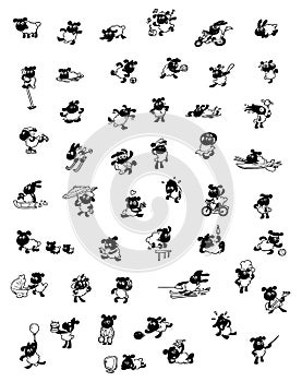 Fifty funny sheep vector set