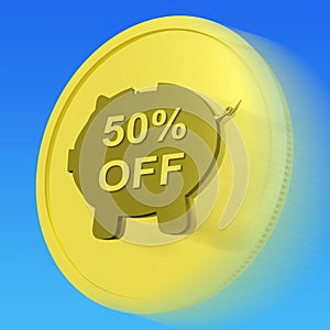 Fifty Percent Off Gold Coin Shows 50 Half-Price Deal