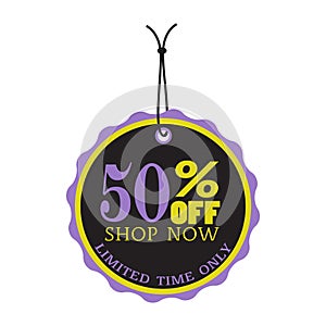 Fifty percent off tag