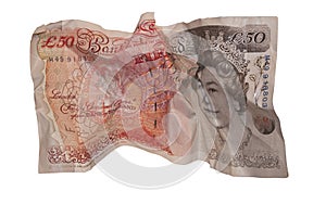 Fifty pound note isolated