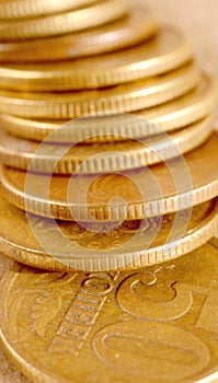 Fifty Russian Cents pile