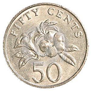 Fifty singaporean dollar cents coin