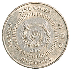 Fifty singaporean dollar cents coin