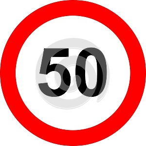 Fifty speed limit sign