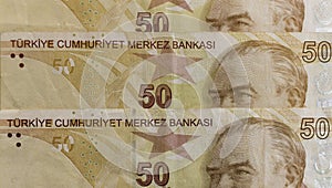 Fifty Turkish liras depicting the Kemal