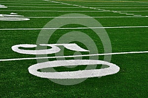 Fifty Yard Line on American Football Field