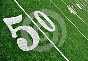 Fifty Yard Line on American Football Field