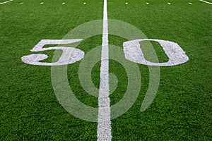 Fifty yard line on football field