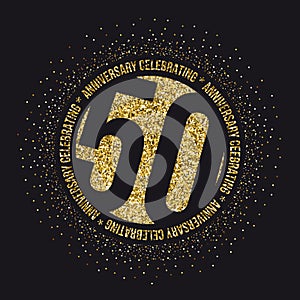 Fifty years anniversary celebration golden logotype. 50th anniversary gold logo.