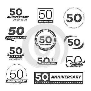 Fifty years anniversary celebration logotype. 50th anniversary logo collection.