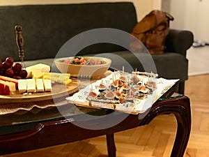 Fig Canepe with Roquefort Blue Cheese and Toast Bread.