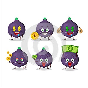 Fig cartoon character with cute emoticon bring money