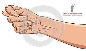 Fig fico hand sign, detailed vector illustration.