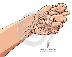 Fig fico hand sign, detailed vector illustration.