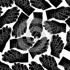 Fig fico hands seamless pattern, black and white vector