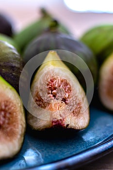 Fig fruits on a plate, ficus carica