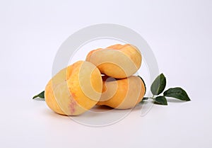 Fig peach on white background. Apricot, figs.