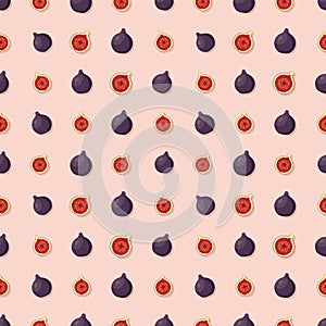 Fig seamless pattern. Vegan organic eco fruit background. vector illustration