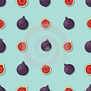 Fig seamless pattern. Vegan organic eco fruit background. vector illustration