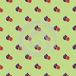 Fig seamless pattern. Vegan organic eco fruit background. vector illustration