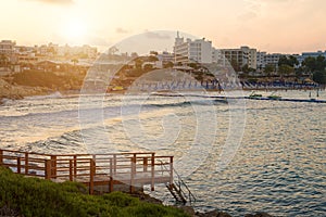 Fig Tree Beach in Protaras on sunset.