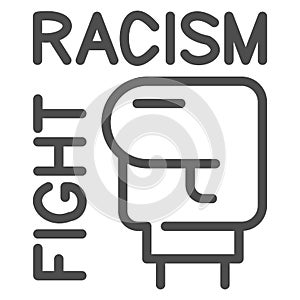 Fight against racism symbol line icon, Black lives matter concept, Hand in boxing glove sign on white background, raised