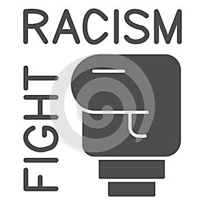 Fight against racism symbol solid icon, Black lives matter concept, Hand in boxing glove sign on white background