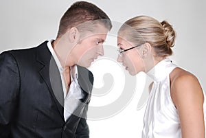 A fight between businesswoman and businessman