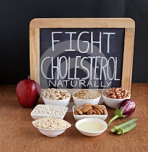 Fight Cholesterol Naturally with Food Concept