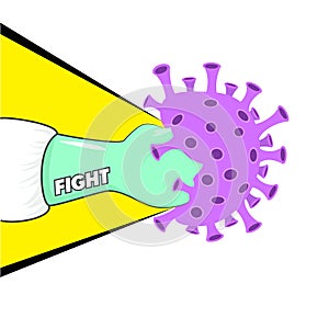 Fight corona virus illustration with hand punches virus