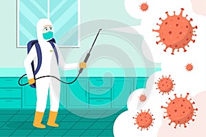 Fight coronavirus or covid-19  cleaning with disinfection