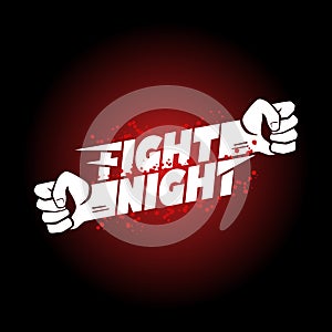 Fight night mma, wrestling, fist boxing championship for the belt event poster logo