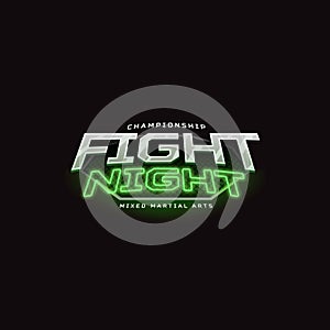 Fight night sign. Modern neon sport logo design.