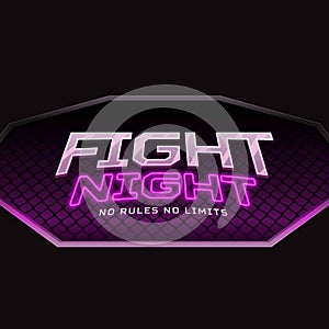 Fight night sign. Modern neon sport logo design.