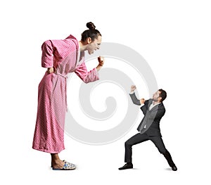 Fight between screaming woman and man