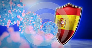 Fight of the Spain with coronavirus - 3D render