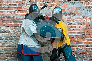 Fight, the struggle of medieval knights in armor