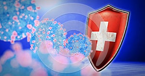 Fight of the Switzerland with coronavirus - 3D render