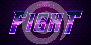 Fight text, neon style editable text effect