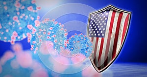 Fight of the USA with coronavirus - 3D render