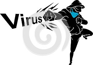 Fight Viral Disease, Concept Outbreak Silhouette Illustration