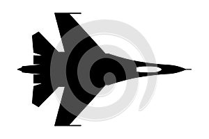 Fighter aircraft Flanker-B or SU-27 simple icon for web and app