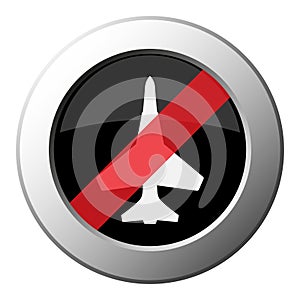 Fighter - ban round metal button, white icon