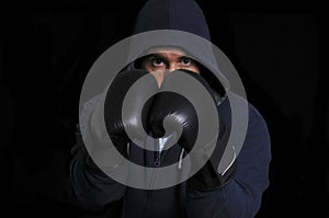 Fighter on black background