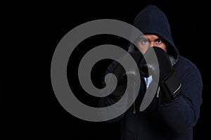 Fighter on black background