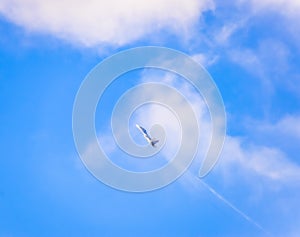 fighter flying in the sky. Military aircraft of the 4th generation