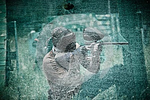 Fighter in the game of paintball